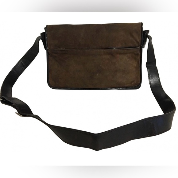 Cole haan unisex Brown distressed Leather Messenger Bag - Picture 1 of 10